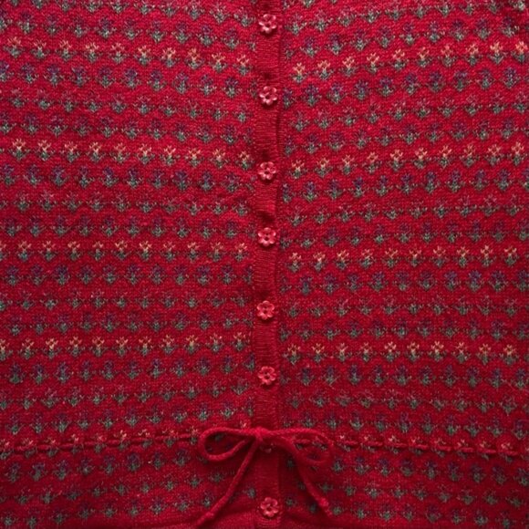 💐 Laura Ashley, Vintage Little Red Riding Hood Floral Wool Knit Jumper - Picture 4 of 16